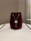 Chanel Diamanté Strass Drawstring Bag Dark Wine Velvet
