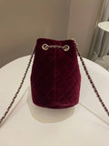Chanel Diamanté Strass Drawstring Bag Dark Wine Velvet