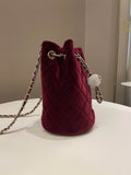 Chanel Diamanté Strass Drawstring Bag Dark Wine Velvet