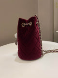 Chanel Diamanté Strass Drawstring Bag Dark Wine Velvet