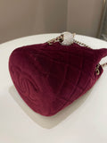 Chanel Diamanté Strass Drawstring Bag Dark Wine Velvet