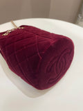 Chanel Diamanté Strass Drawstring Bag Dark Wine Velvet