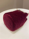 Chanel Diamanté Strass Drawstring Bag Dark Wine Velvet