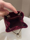 Chanel Diamanté Strass Drawstring Bag Dark Wine Velvet