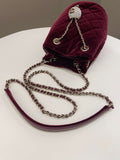 Chanel Diamanté Strass Drawstring Bag Dark Wine Velvet