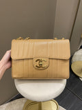 Chanel Vintage Vertical XL Cc Flap Dark Beige Gold Caviar