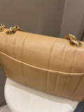 Chanel Vintage Vertical XL Cc Flap Dark Beige Gold Caviar