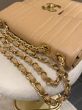 Chanel Vintage Vertical XL Cc Flap Dark Beige Gold Caviar