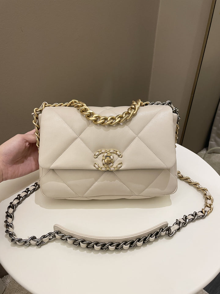 Chanel 19 Flap Bag Beige Lambskin