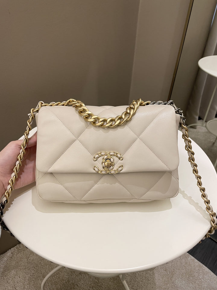 Chanel 19 Flap Bag Beige Lambskin