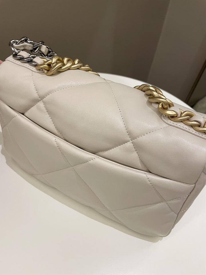 Chanel 19 Flap Bag Beige Lambskin