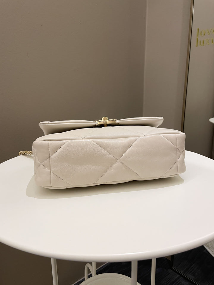 Chanel 19 Flap Bag Beige Lambskin
