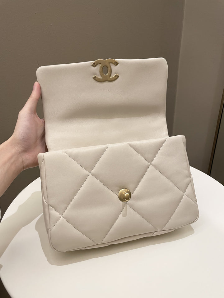 Chanel 19 Flap Bag Beige Lambskin