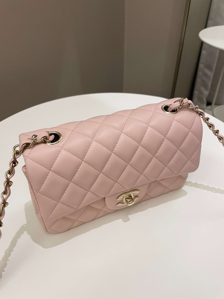 Chanel Classic Quilted Mini Rectangular Pale Pink Lambskin