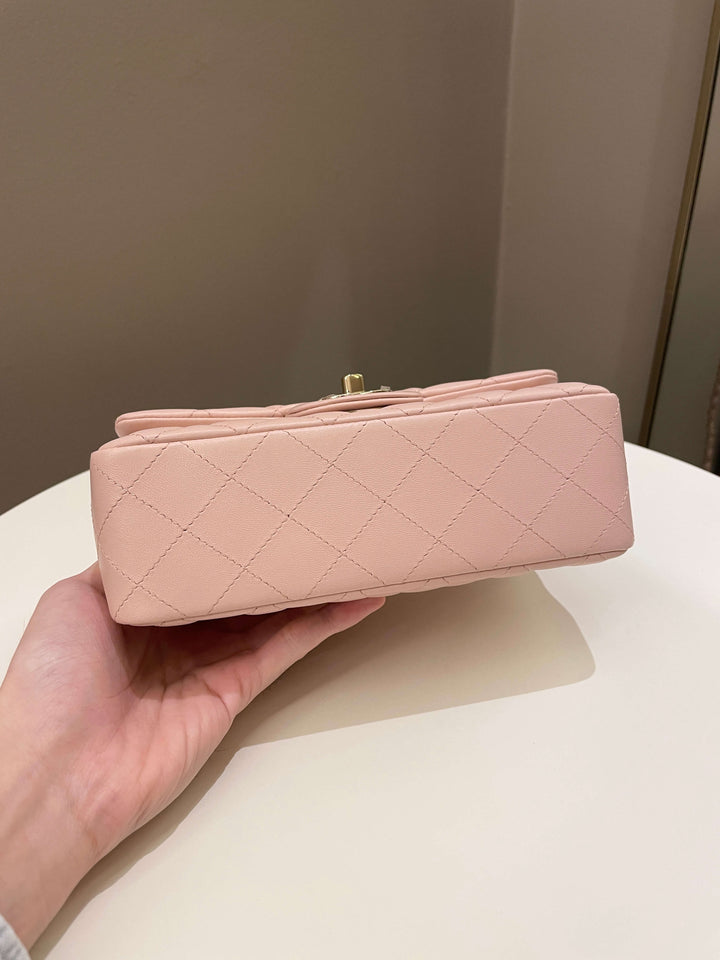 Chanel Classic Quilted Mini Rectangular Pale Pink Lambskin