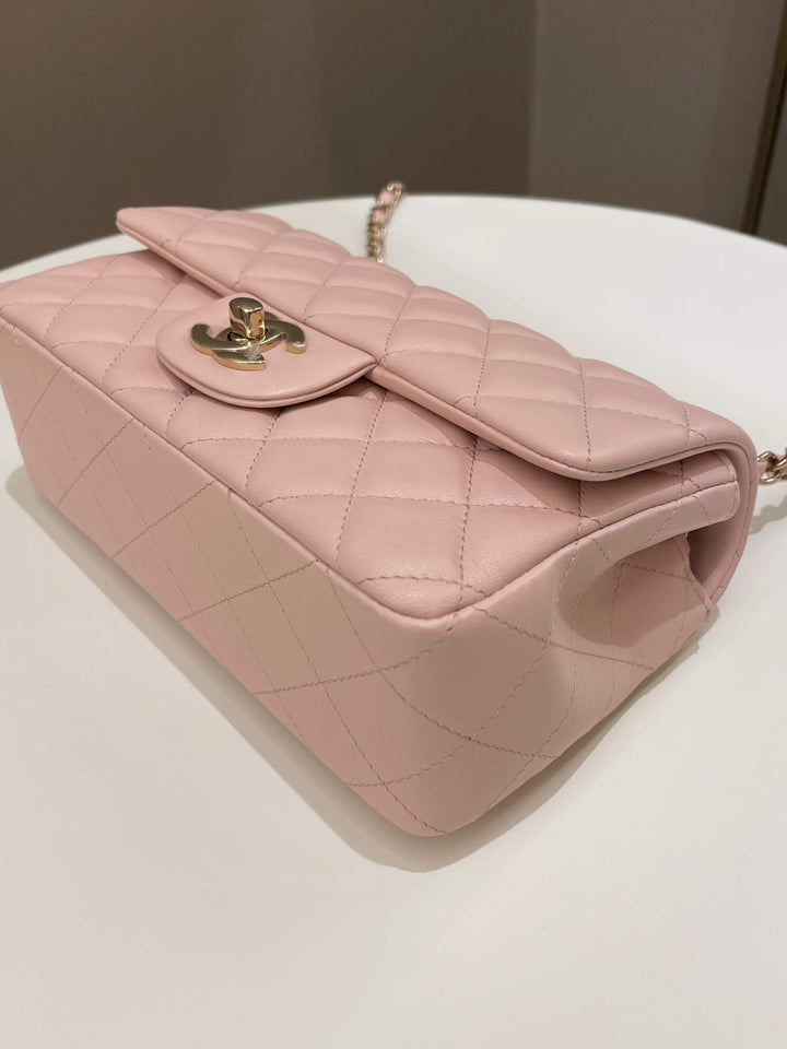 Chanel Classic Quilted Mini Rectangular Pale Pink Lambskin