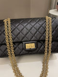 Chanel 2.55 225 Quilted Reissue Double Flap Black Aged Calfskin