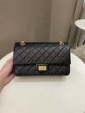 Chanel 2.55 225 Quilted Reissue Double Flap Black Aged Calfskin