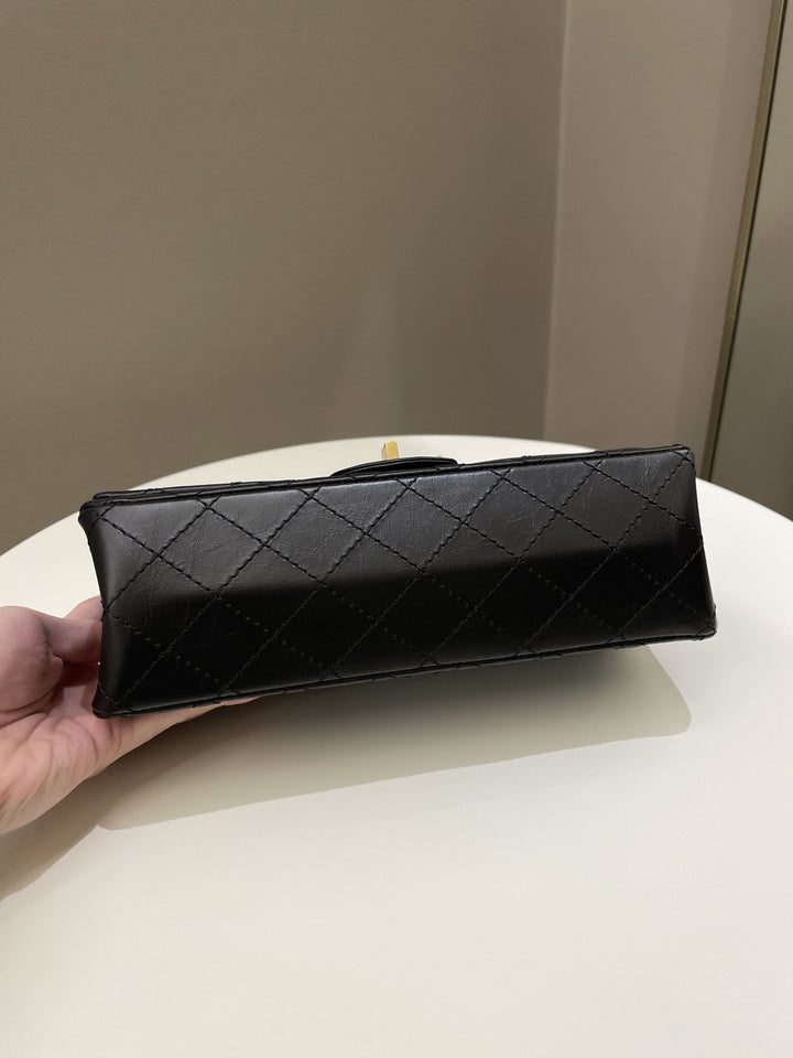 Chanel 2.55 225 Quilted Reissue Double Flap Black Aged Calfskin