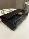 Chanel 2.55 225 Quilted Reissue Double Flap Black Aged Calfskin