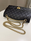 Chanel 2.55 225 Quilted Reissue Double Flap Black Aged Calfskin