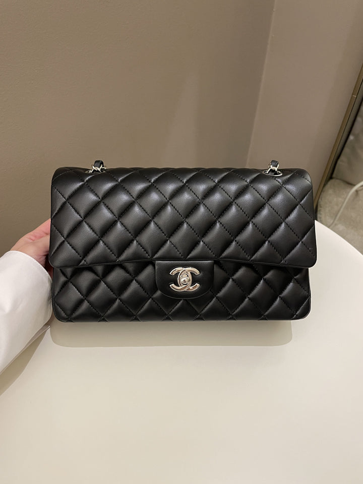 Chanel Classic Quilted Medium Double Flap Black Lambskin
