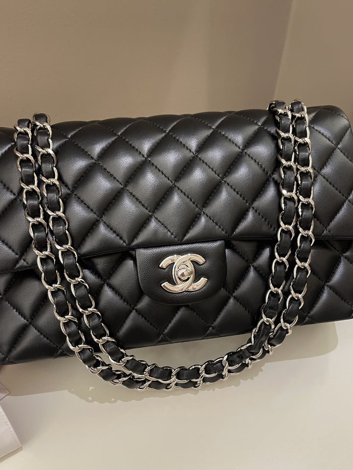 Chanel Classic Quilted Medium Double Flap Black Lambskin