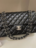 Chanel Classic Quilted Medium Double Flap Black Lambskin