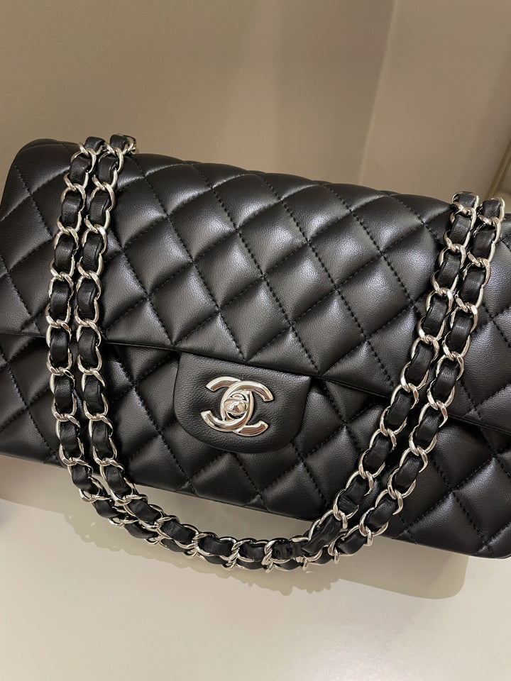 Chanel Classic Quilted Medium Double Flap Black Lambskin