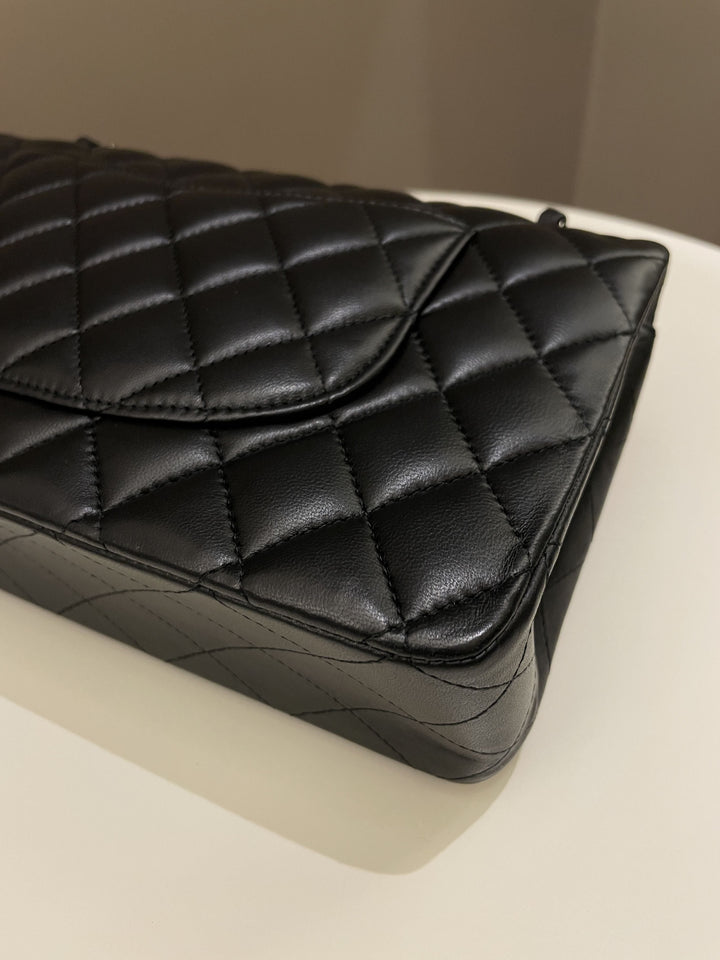 Chanel Classic Quilted Medium Double Flap Black Lambskin