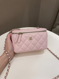 Chanel Quilted Mini Vanity Rectangular Rose Clair Lilac Caviar