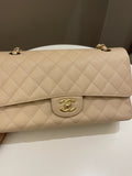 Chanel Classic Quilted Medium Double Flap Beige Caviar