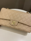 Chanel Classic Quilted Medium Double Flap Beige Caviar