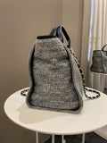 Chanel Deauville Shopper Tote Grey/ Black Canvas