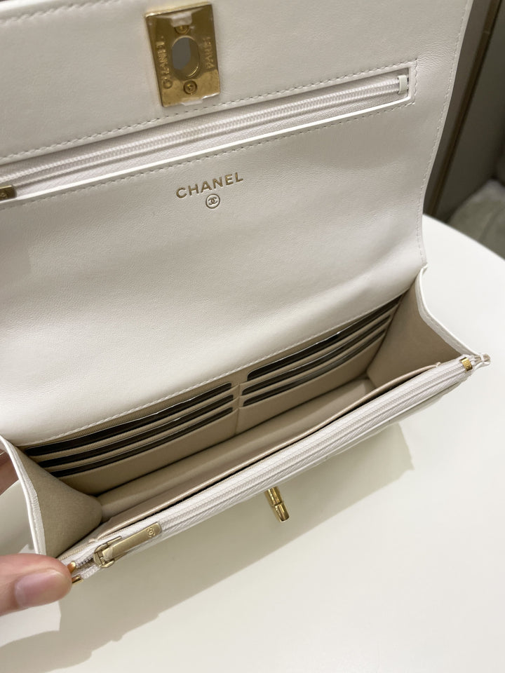 Chanel Quilted Wallet on Chain White Calfskin