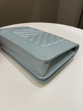 Chanel Mademoiselle Wallet On Chain Blue Iridescent Caviar