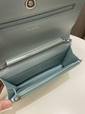 Chanel Mademoiselle Wallet On Chain Blue Iridescent Caviar