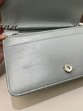 Chanel Mademoiselle Wallet On Chain Blue Iridescent Caviar