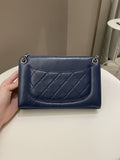 Chanel Quilted Small Shoulder Clutch Bag Blue Aged Calfskin