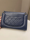Chanel Quilted Small Shoulder Clutch Bag Blue Aged Calfskin