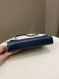 Chanel Quilted Small Shoulder Clutch Bag Blue Aged Calfskin