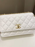 Chanel Quilted Wallet on Chain White Calfskin