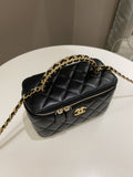 Chanel Top Handle Quilted Mini Vanity Rectangular Black Lambskin