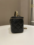Chanel Top Handle Quilted Mini Vanity Rectangular Black Lambskin