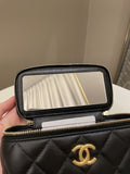 Chanel Top Handle Quilted Mini Vanity Rectangular Black Lambskin
