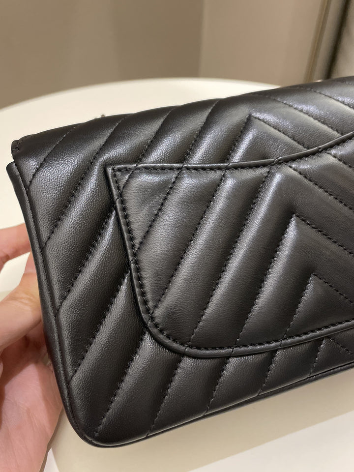 Chanel Classic Chevron Mini Rectangular Black Lambskin