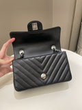Chanel Classic Chevron Mini Rectangular Black Lambskin