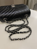 Chanel Classic Chevron Mini Rectangular Black Lambskin