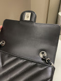 Chanel Classic Chevron Mini Rectangular Black Lambskin