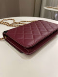 Chanel CC Filigree Wallet On Chain Burgundy/ Black Caviar